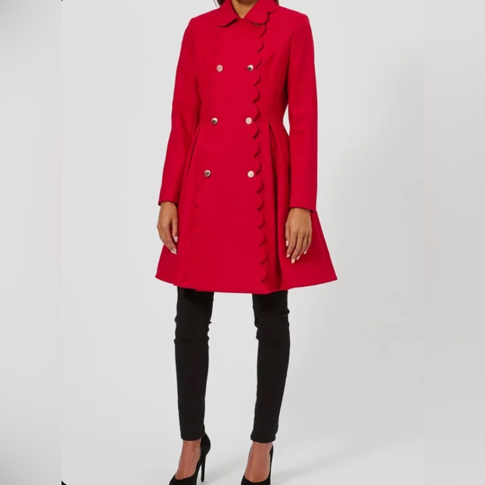Ted Baker Scallop Trim Red Coat Size 2